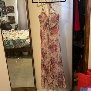 Free People Silk Chiffon Sheer Halter Slip Dress